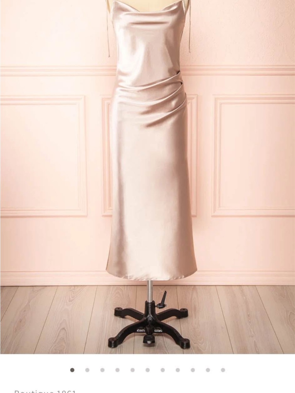 Cowl Neck Satin Midi Dress in Champagne